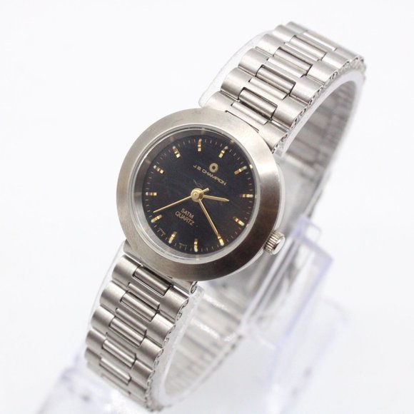 J.B Champion Watch Womens Silver Tone Stainless Steel Classic Black Dial - Picture 3 of 8